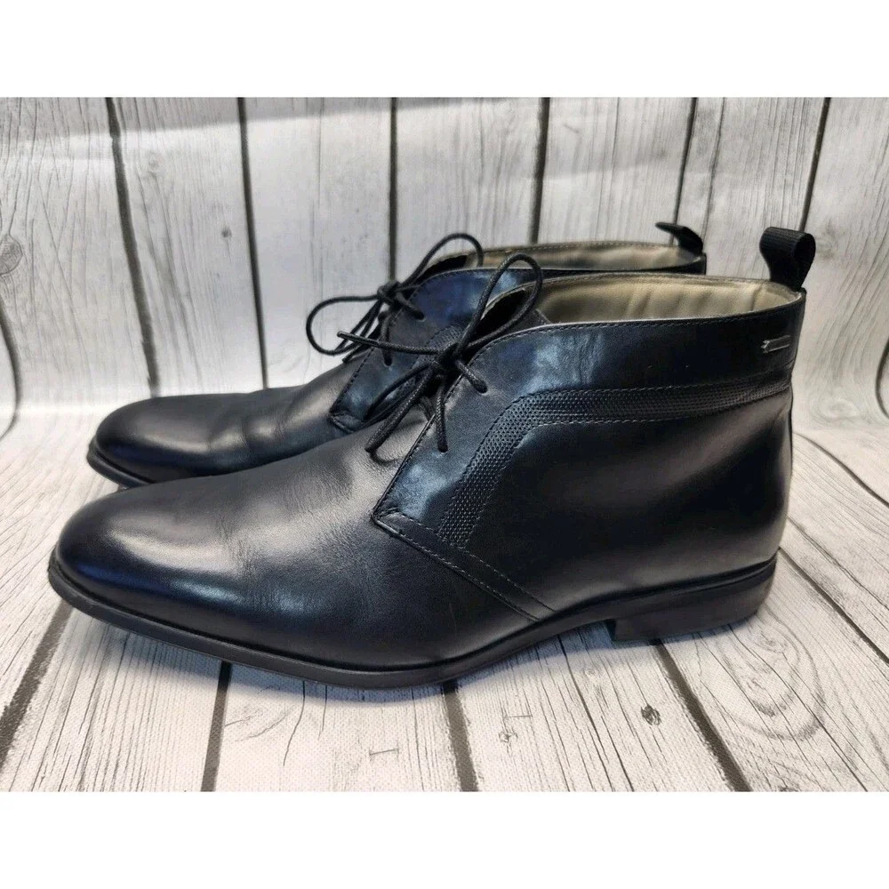 Clarks Gleeson Hi Gore-Tex Boots Mens 10 M Black Leather Ankle Chukka Waterproof